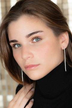 Pendientes Riviere de plata con circonitas blanca