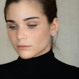 Silver cross earrings with white cubic zirconia