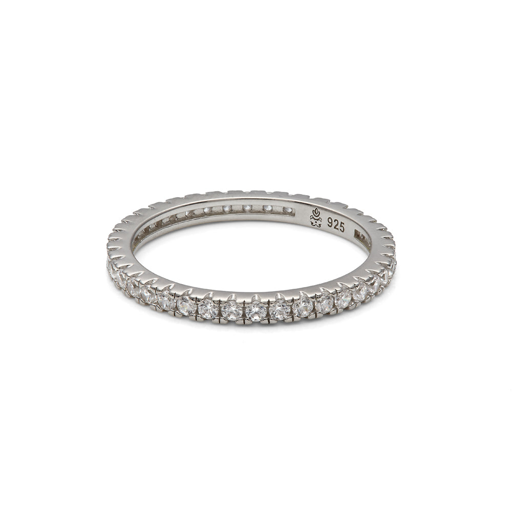 Anillo alianza de plata de Ley con circonitas blancas, talla brillante, atemporal, perfecto para uso diario de LAURENSONS