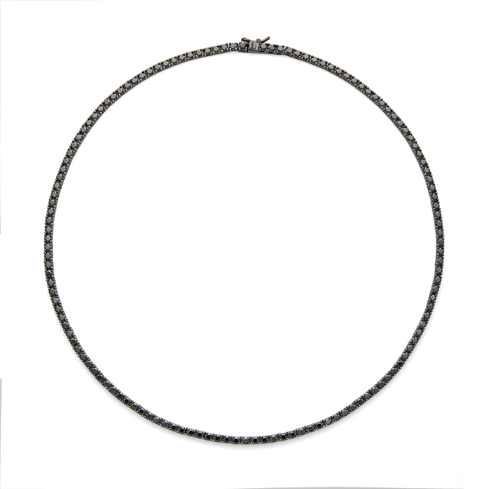 Collar riviere de plata con circonitas negras, elegante y versátil, perfecto para uso diario de LAURENSONS