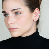 pendiente solitario con pendiente criolla en oro blanco y diamante de laboratorio