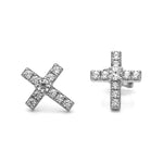 Pendientes de cruz de plata de Ley con circonitas blancas. Un diseño elegante de LAURENSONS