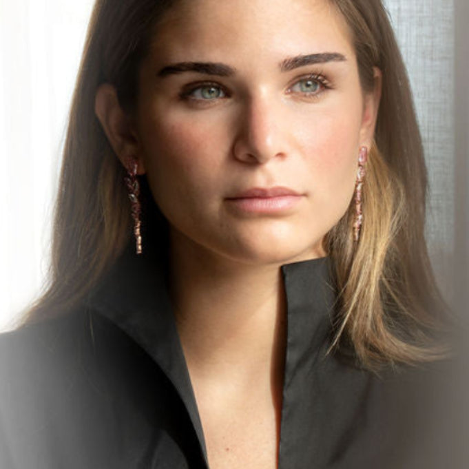 Pendientes de plata con circonitas rosas y blancas