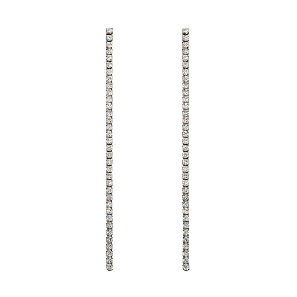Pendientes riviere de plata rodiada con circonitas blancas. Elegante, minimalista y versátil, perfectos para uso diario de LAURENSONS
