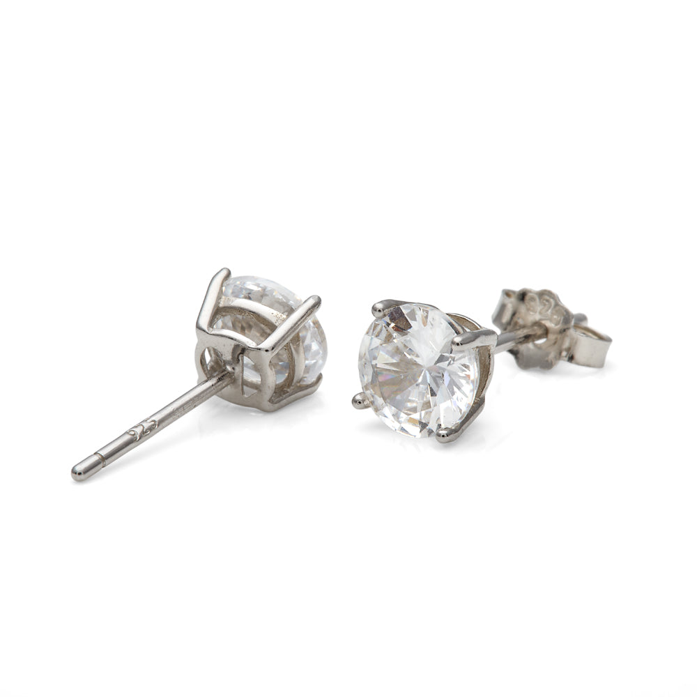 Pendientes solitario de plata 925 con circonita blanca talla brillante Diseño elegante de LAURENSONS