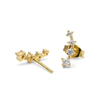Pendientes trepadores de plata rodiada en baño de oro con circonitas blancas. Discretos y elegantes de LAURENSONS