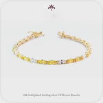 Pulsera riviere de plata con baño de oro amarillo y circonitas blancas y amarillas talla marquesa  de LAURENSONS