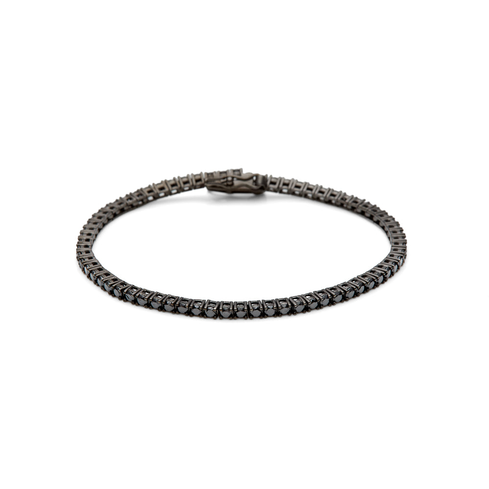 Pulsera riviere de plata con circonitas negra. Elegante, minimalista y versátil, perfecta para uso diario de LAURENSONS