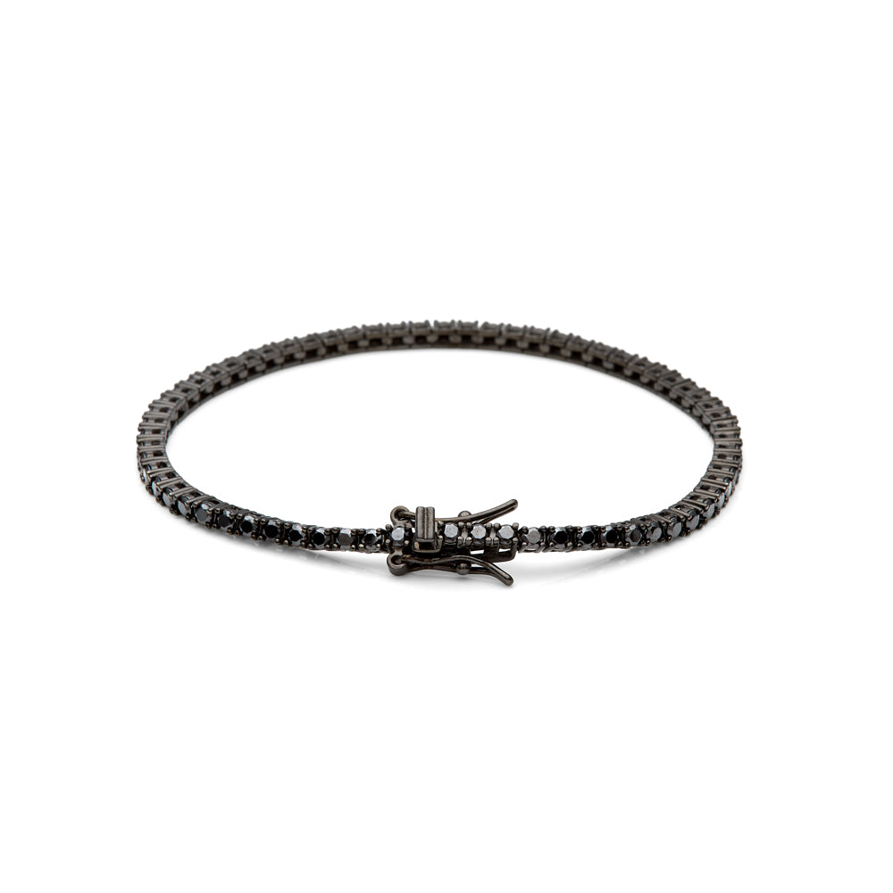 Pulsera riviere de plata con circonitas negra. Elegante, minimalista y versátil, perfecta para uso diario de LAURENSONS