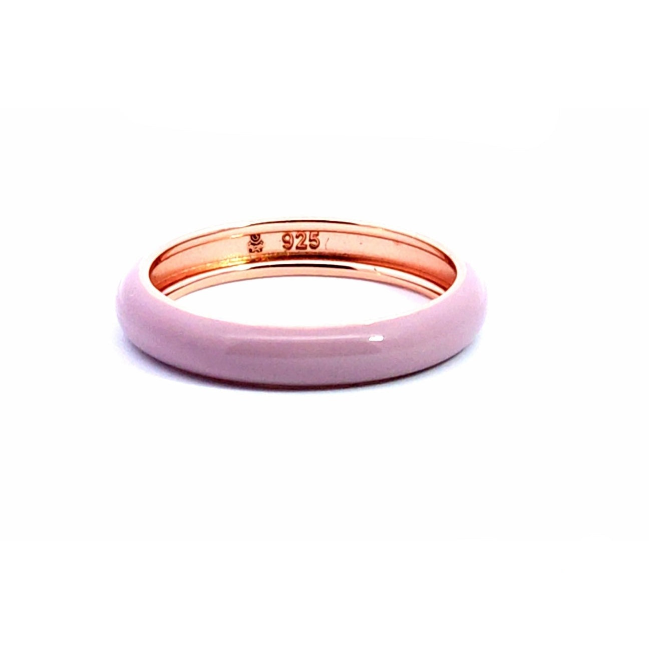 Anillo de plata de ley con esmalte rosa empolvado y baño de oro rosa de LAURENSONS